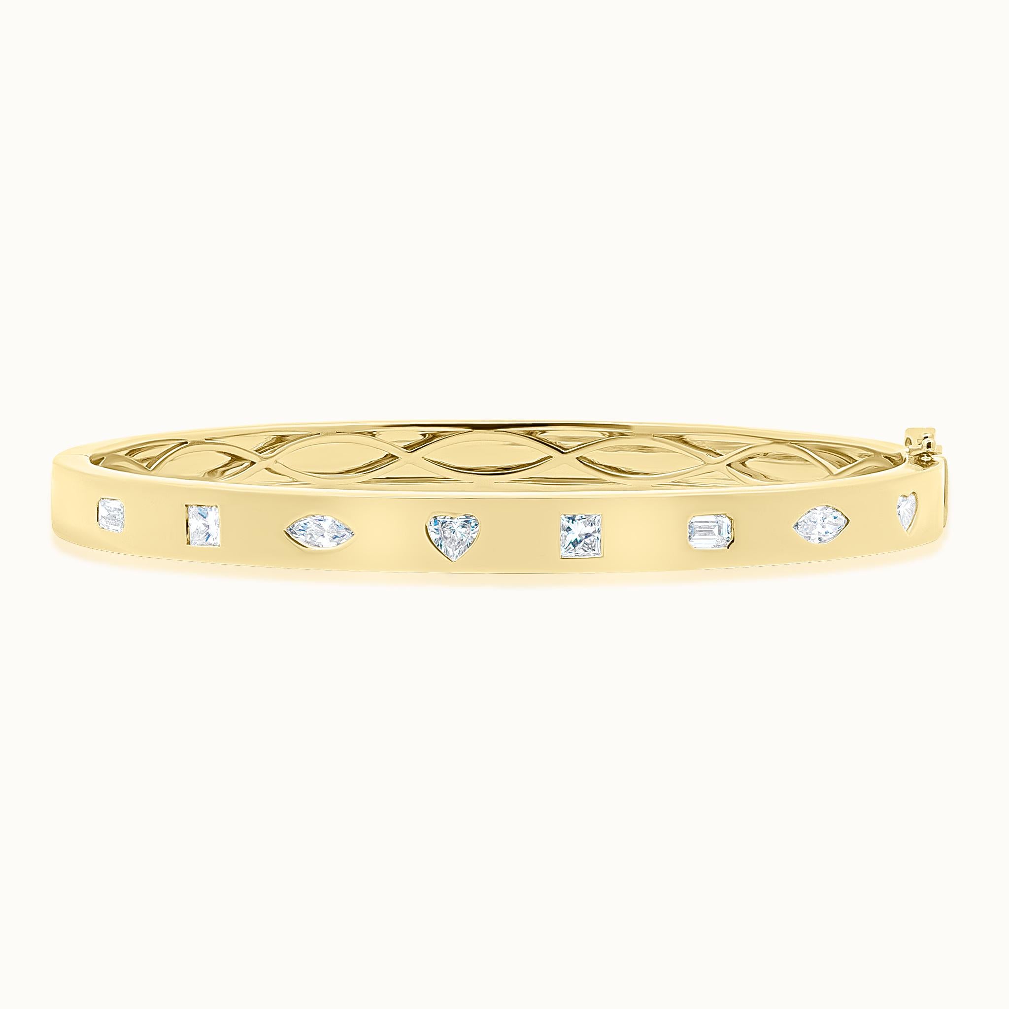 Mixed Shape Burnished Diamond Bangle