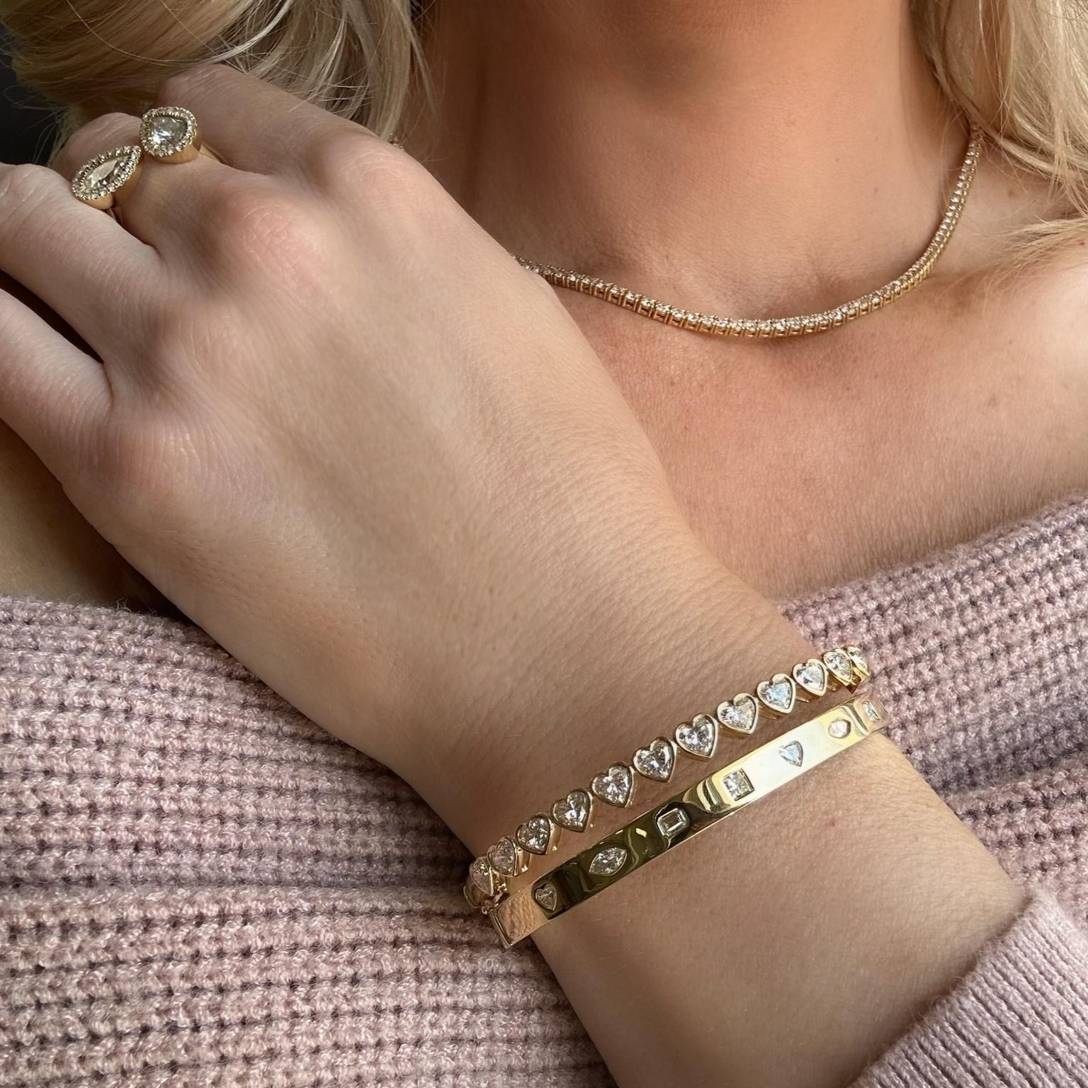 Mixed Shape Burnished Diamond Bangle