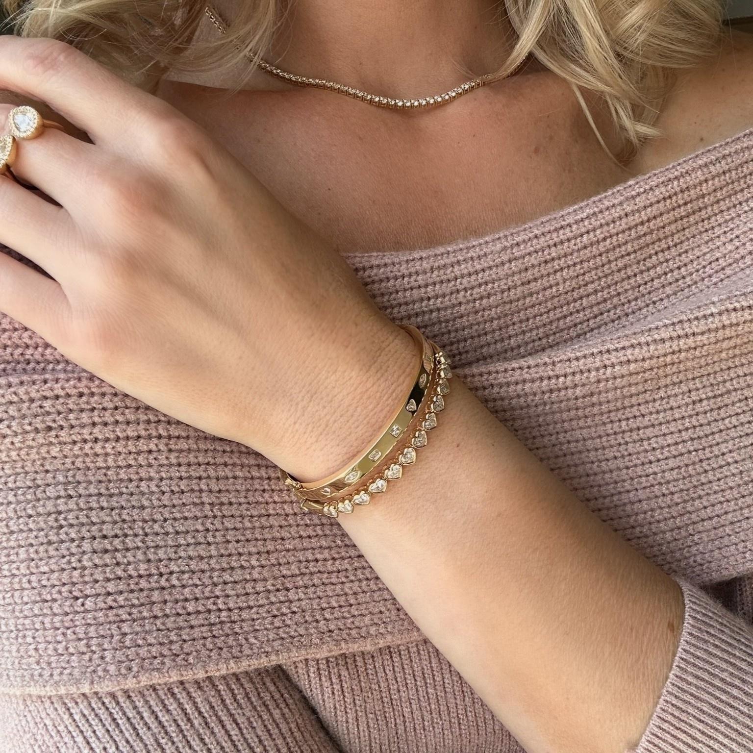 Mixed Shape Burnished Diamond Bangle