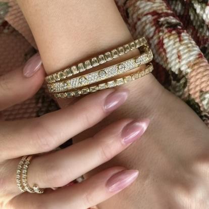 Emerald Cut East West Diamond Bangle