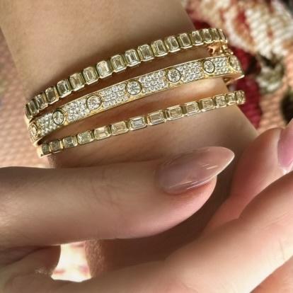 Emerald Cut East West Diamond Bangle