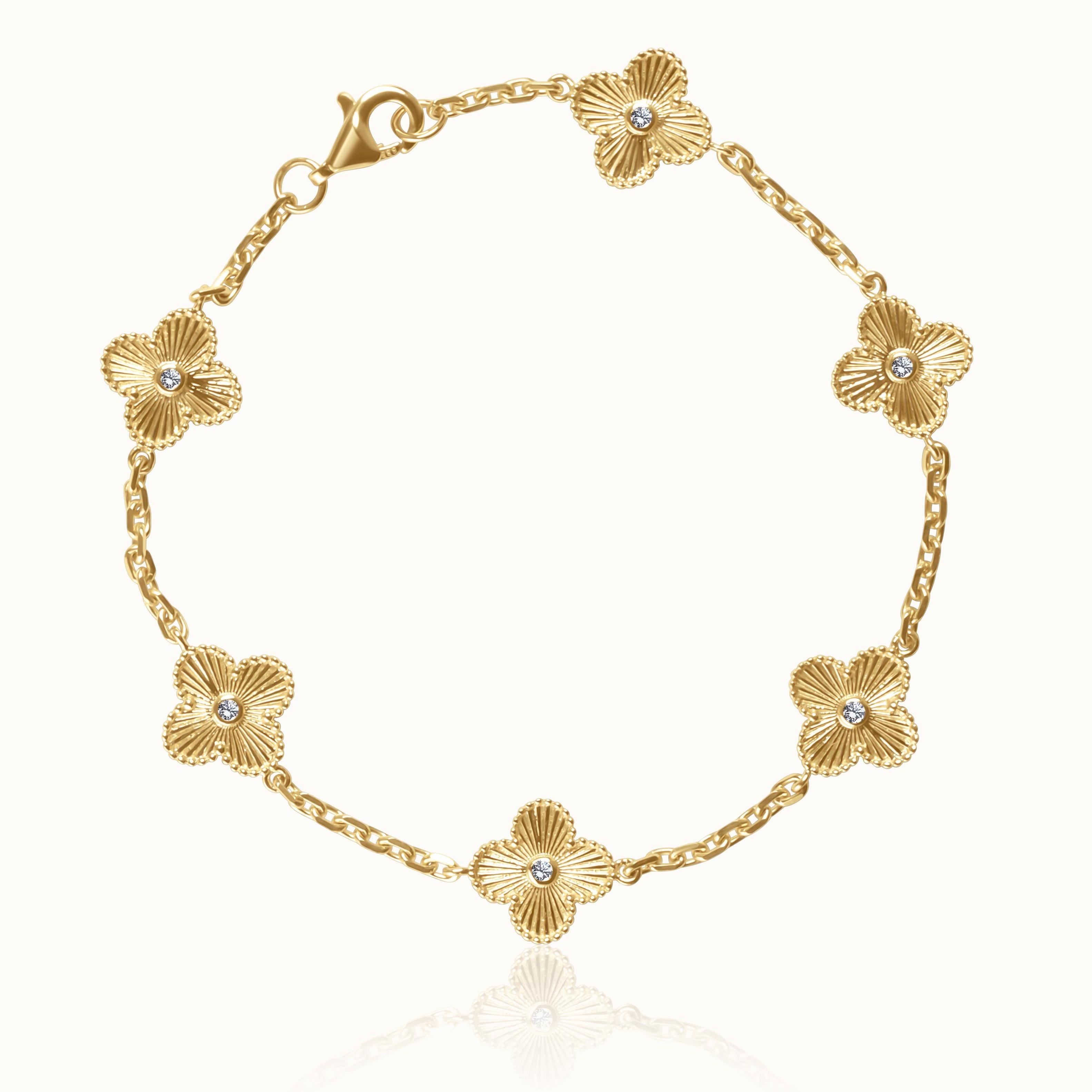 Diamond Floral Station Bracelet