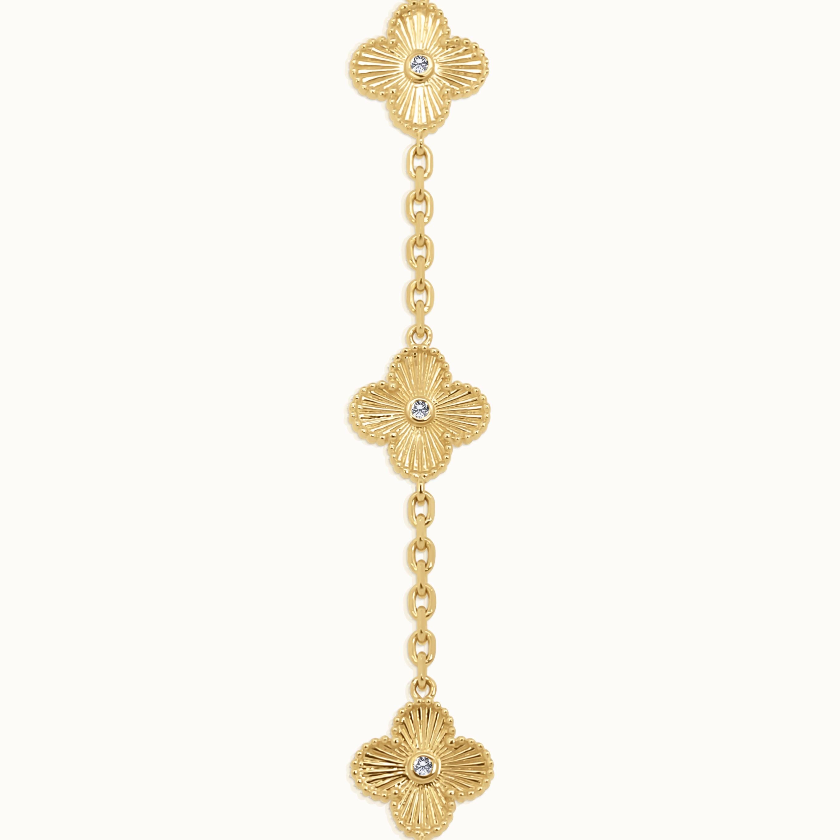 Diamond Floral Station Bracelet