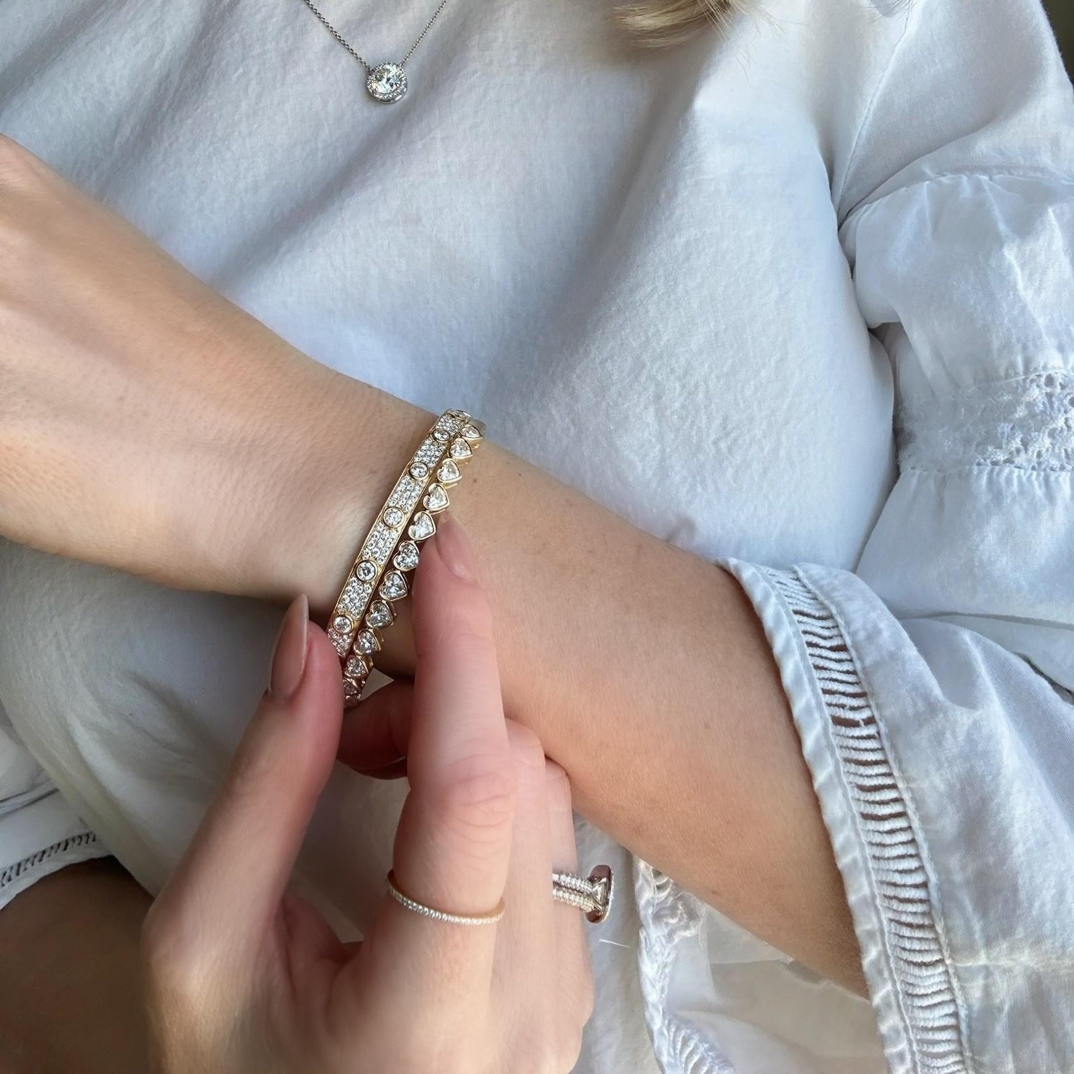 Bezel Set Round and Pave Diamond Bangle