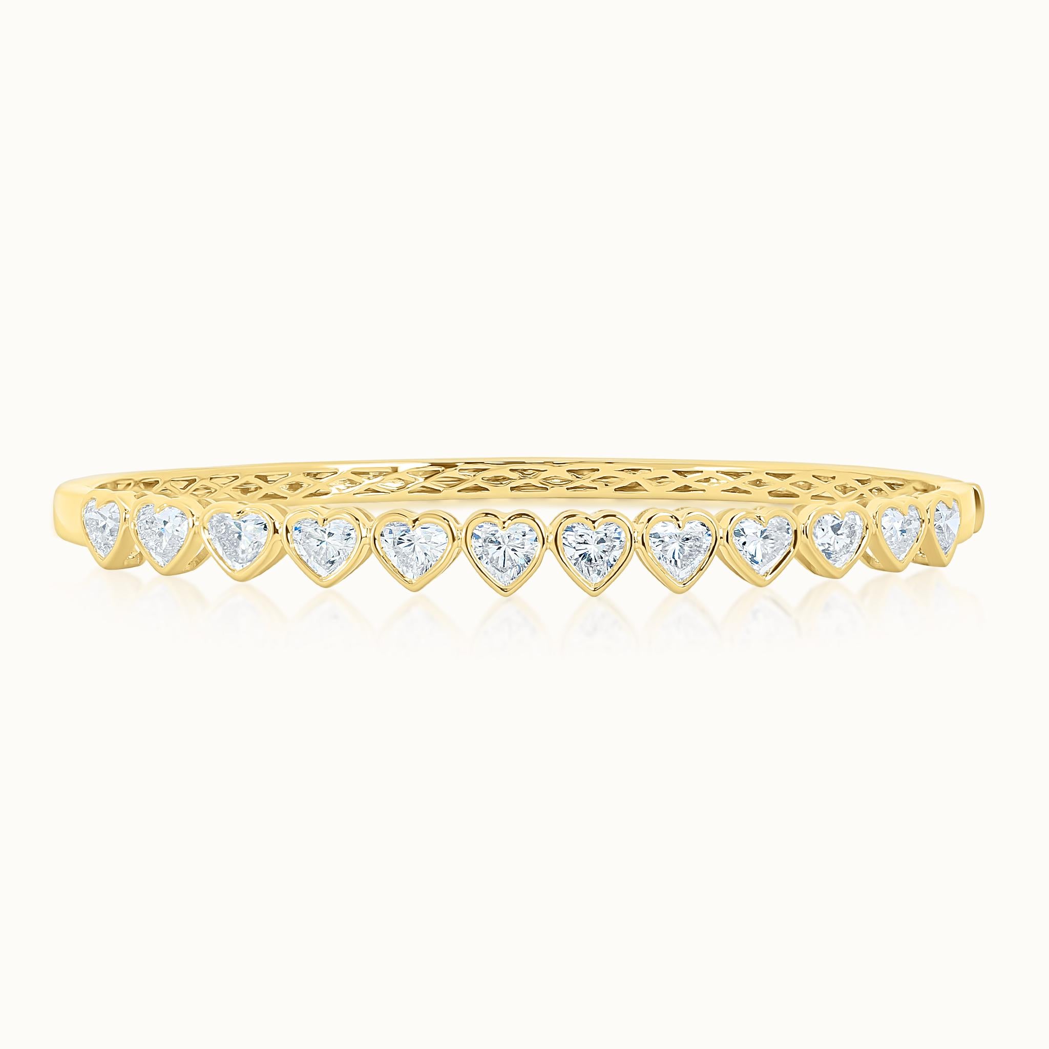 Bezel Set Heart Diamond Bangle