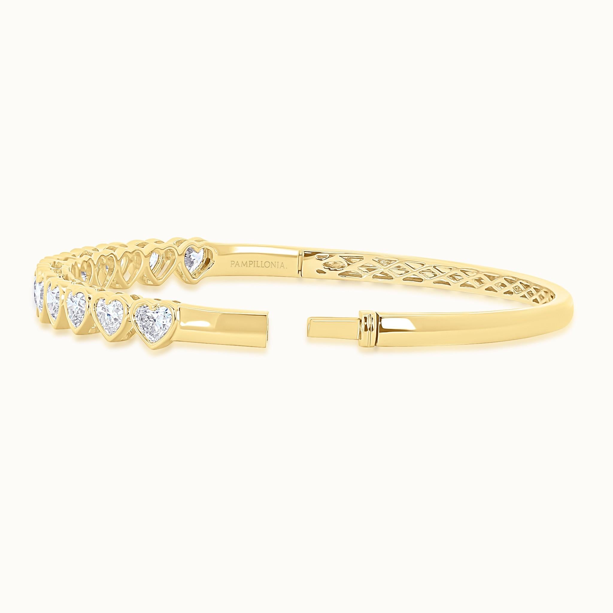 Bezel Set Heart Diamond Bangle