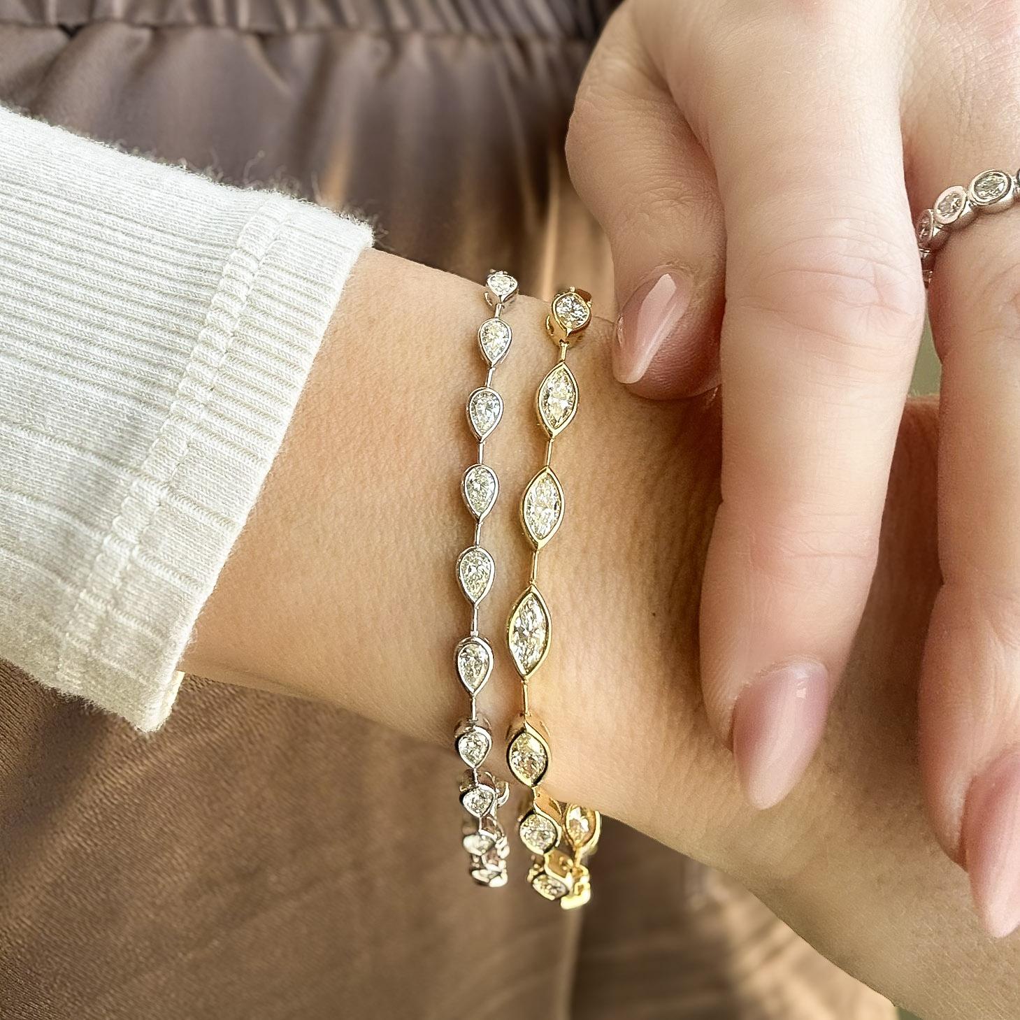 Marquise Bezel Set Diamond Line Bracelet