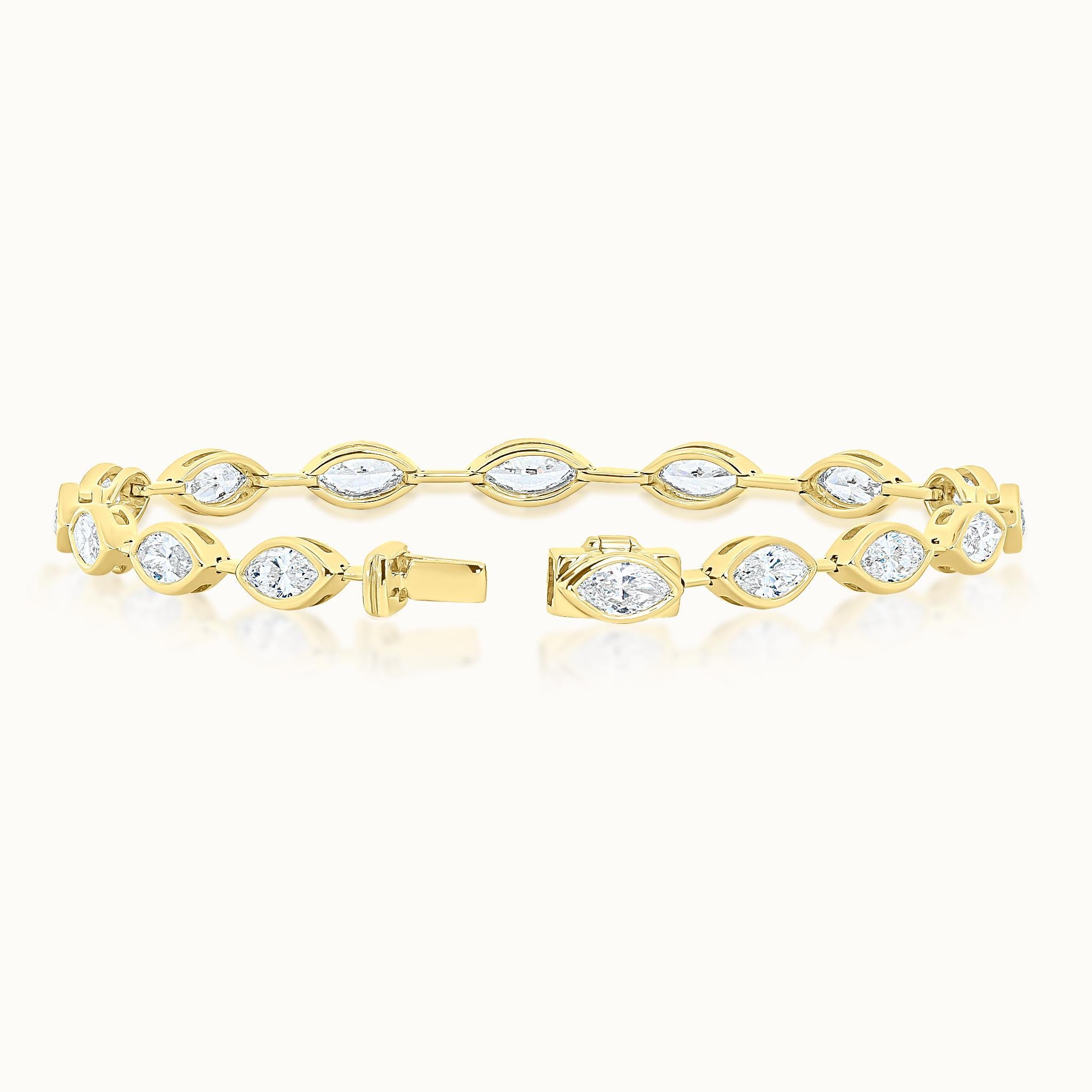 Marquise Bezel Set Diamond Line Bracelet
