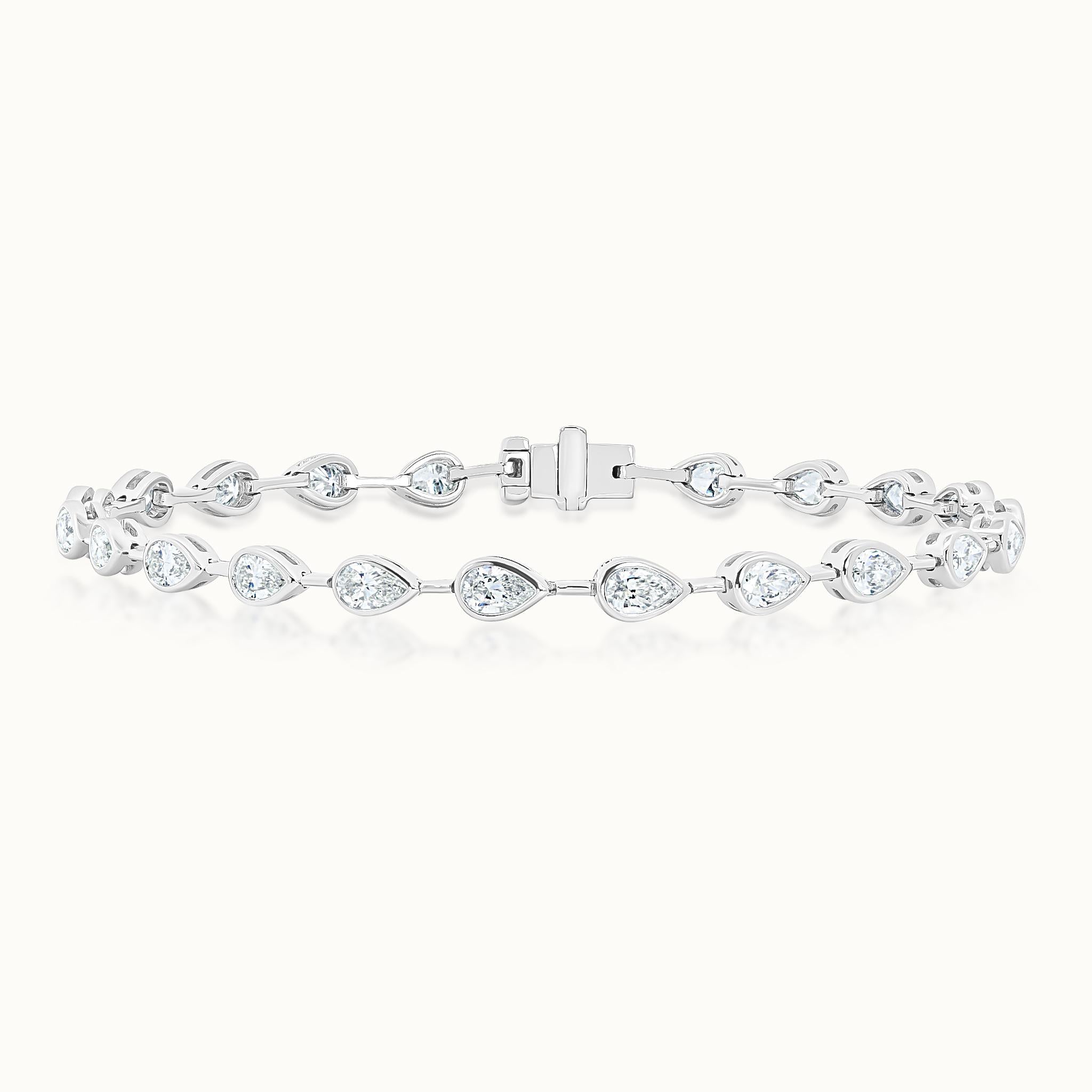 Pear Bezel Set Diamond Line Bracelet