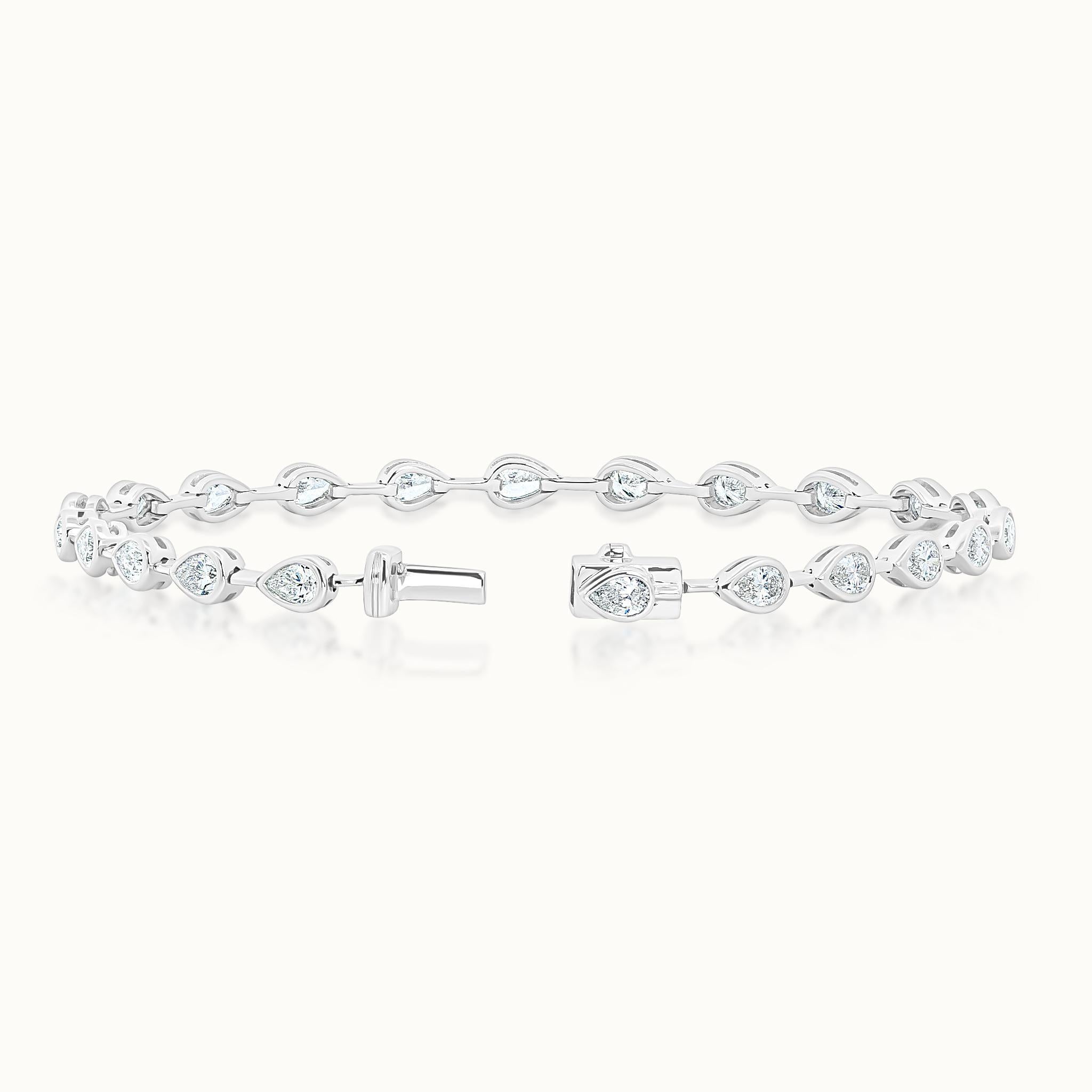 Pear Bezel Set Diamond Line Bracelet