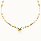 Bamboo Link Emerald Snake Necklace