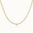 Bamboo-style Necklace with Pear Shape Diamond