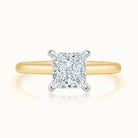 Two Tone Princess Cut Diamond Solitaire