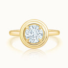 Round Diamond Ridged Bezel Ring