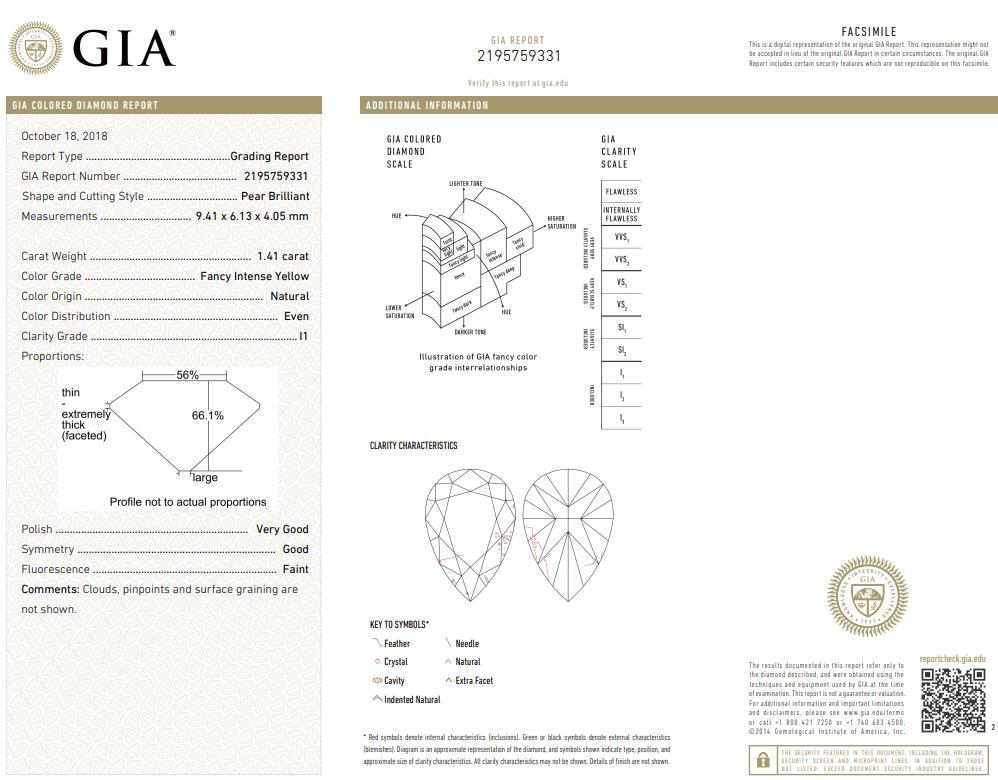 Kate Diamond Halo Pear Yellow