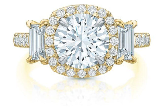 Kate Three-Stone Round Halo