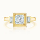 Aubri Bezel Set Three Stone Princess Diamond Ring