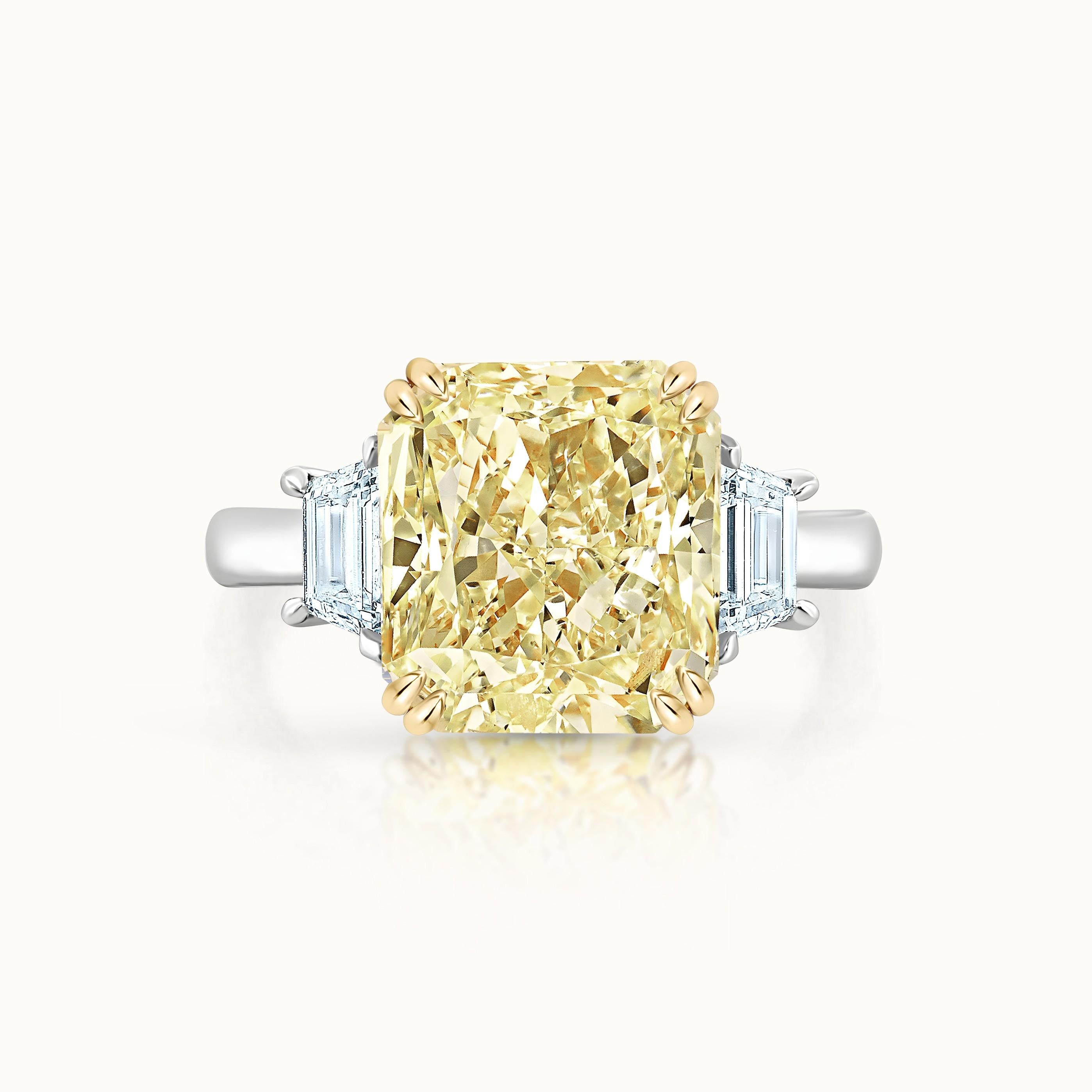 Taylor Three Stone Yellow Diamond Radiant