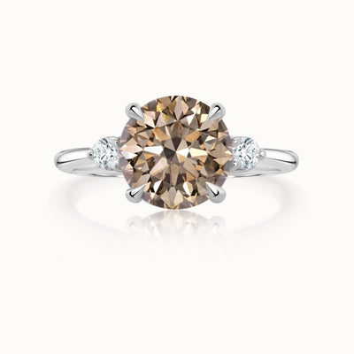 Round Champagne Diamond Three Stone