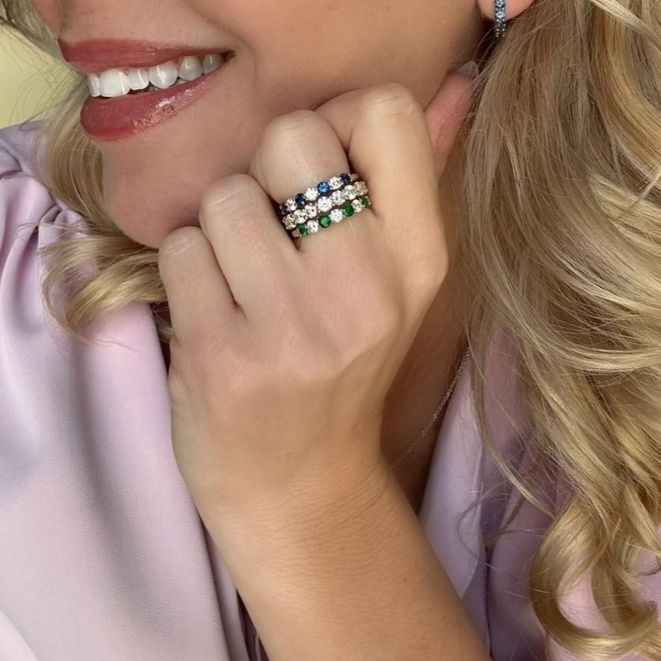Savannah Alternating Emerald & Diamond Band