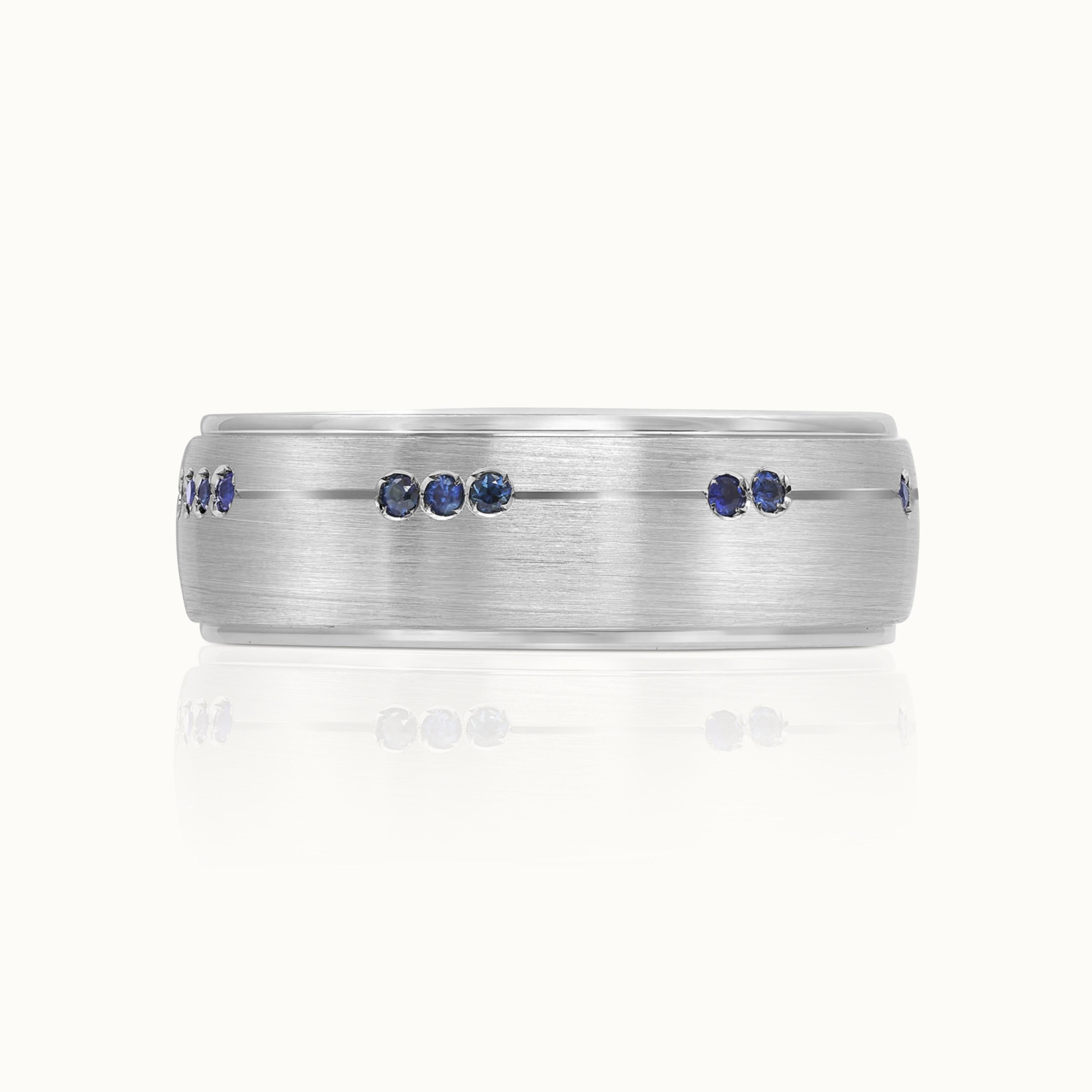 Brushed Sapphire Mens Band