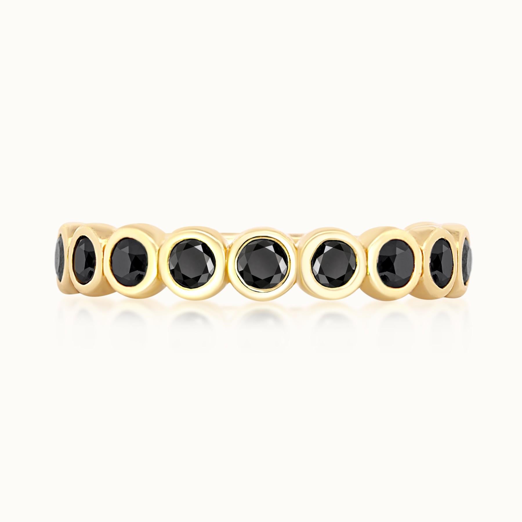 Aubri Bezel Set Black Diamond Band