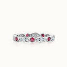 Diamond & Ruby Alternating Band with Milgrain