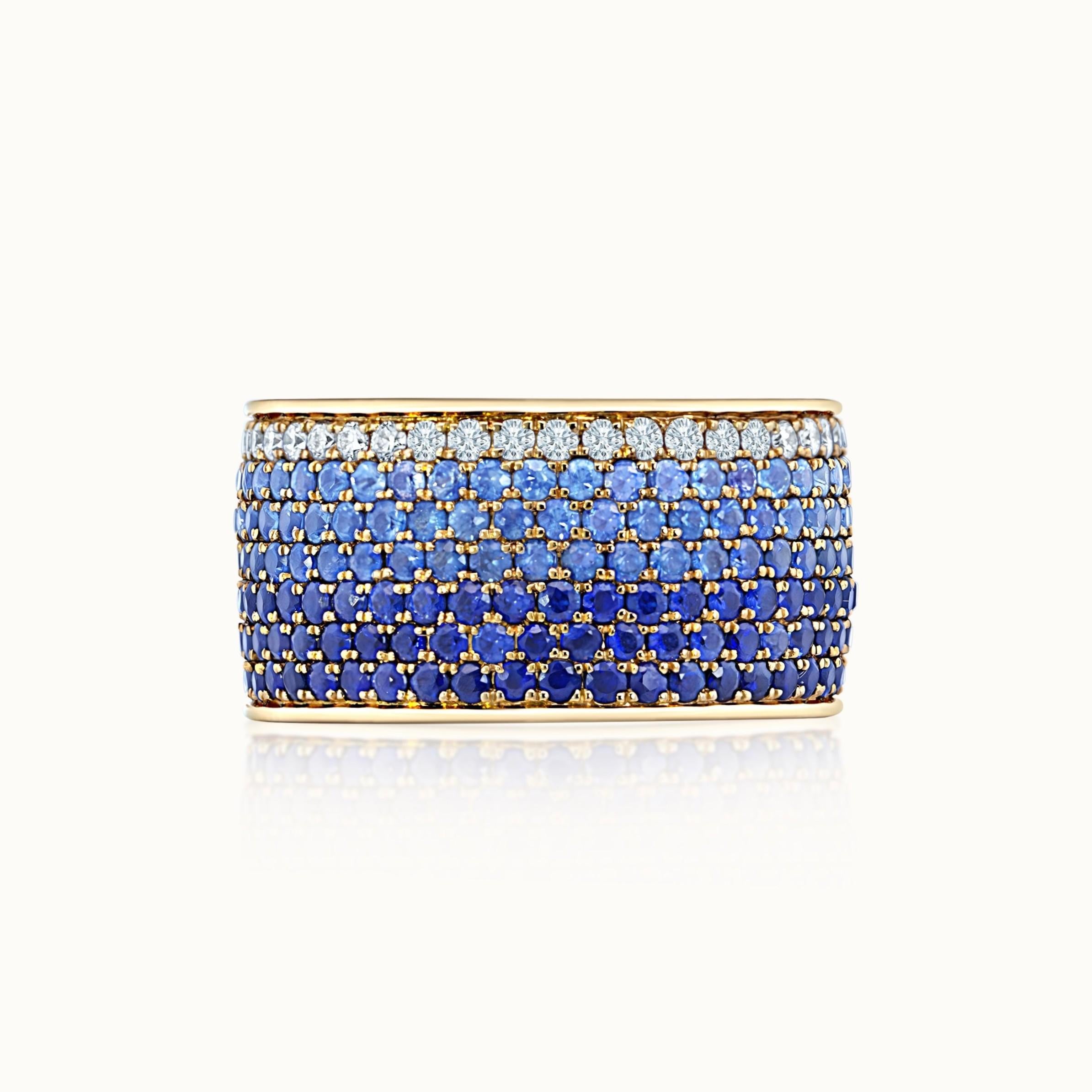Ombre Blue Sapphire & Diamond Band