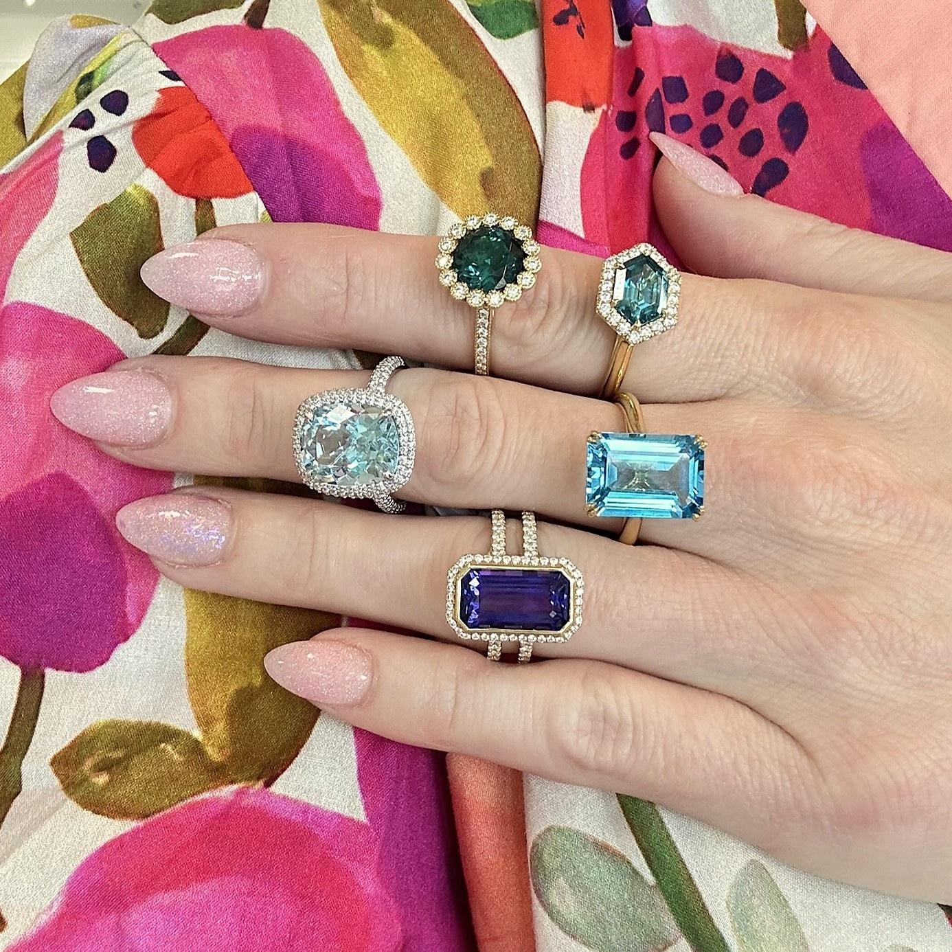Lennon Emerald Cut Swiss Blue Topaz Ring