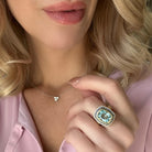 Savannah Cushion Topaz with Diamond & Sapphire Halo