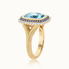 Savannah Cushion Topaz with Diamond & Sapphire Halo
