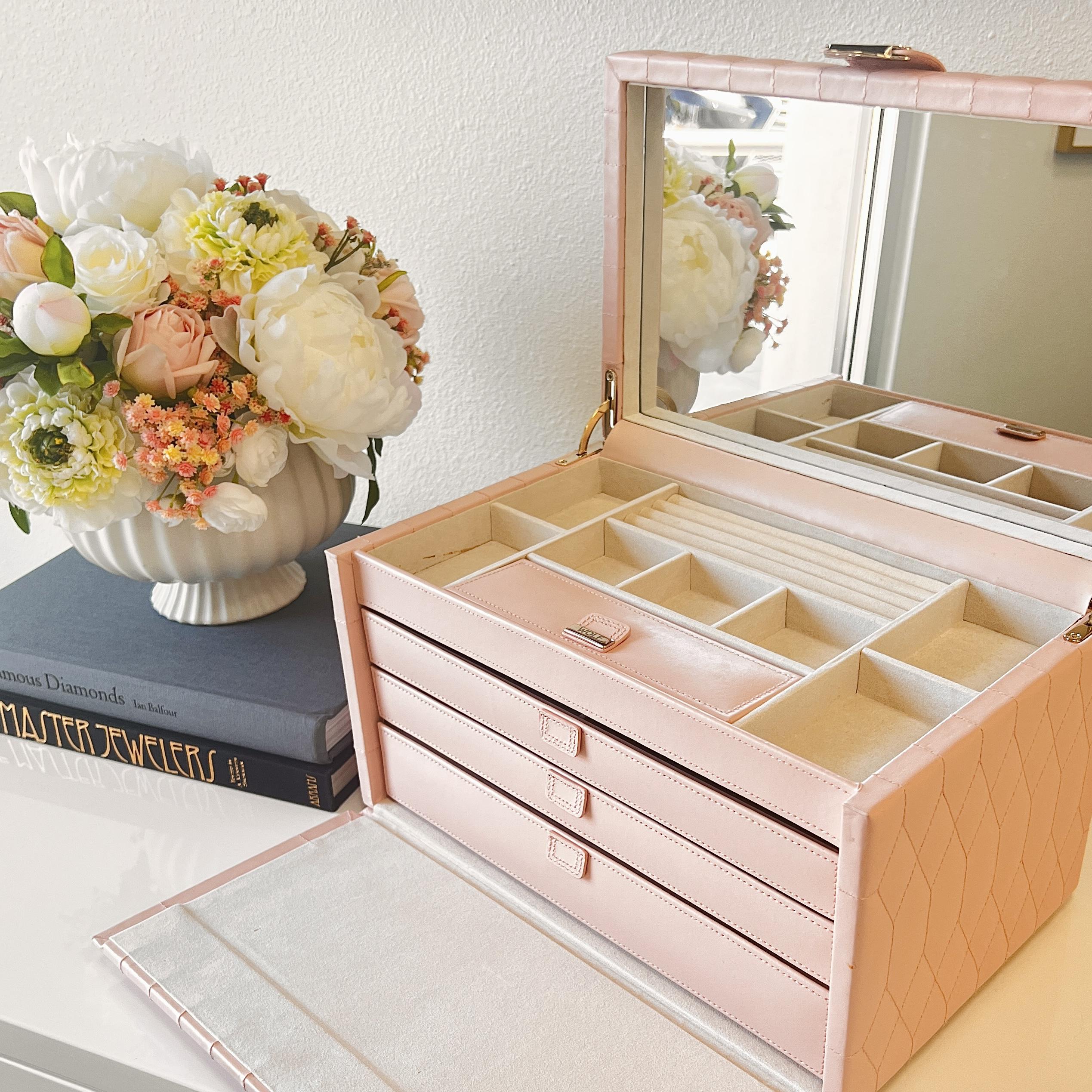 Wolf Caroline Large Jewelry Case - Rose Quartz