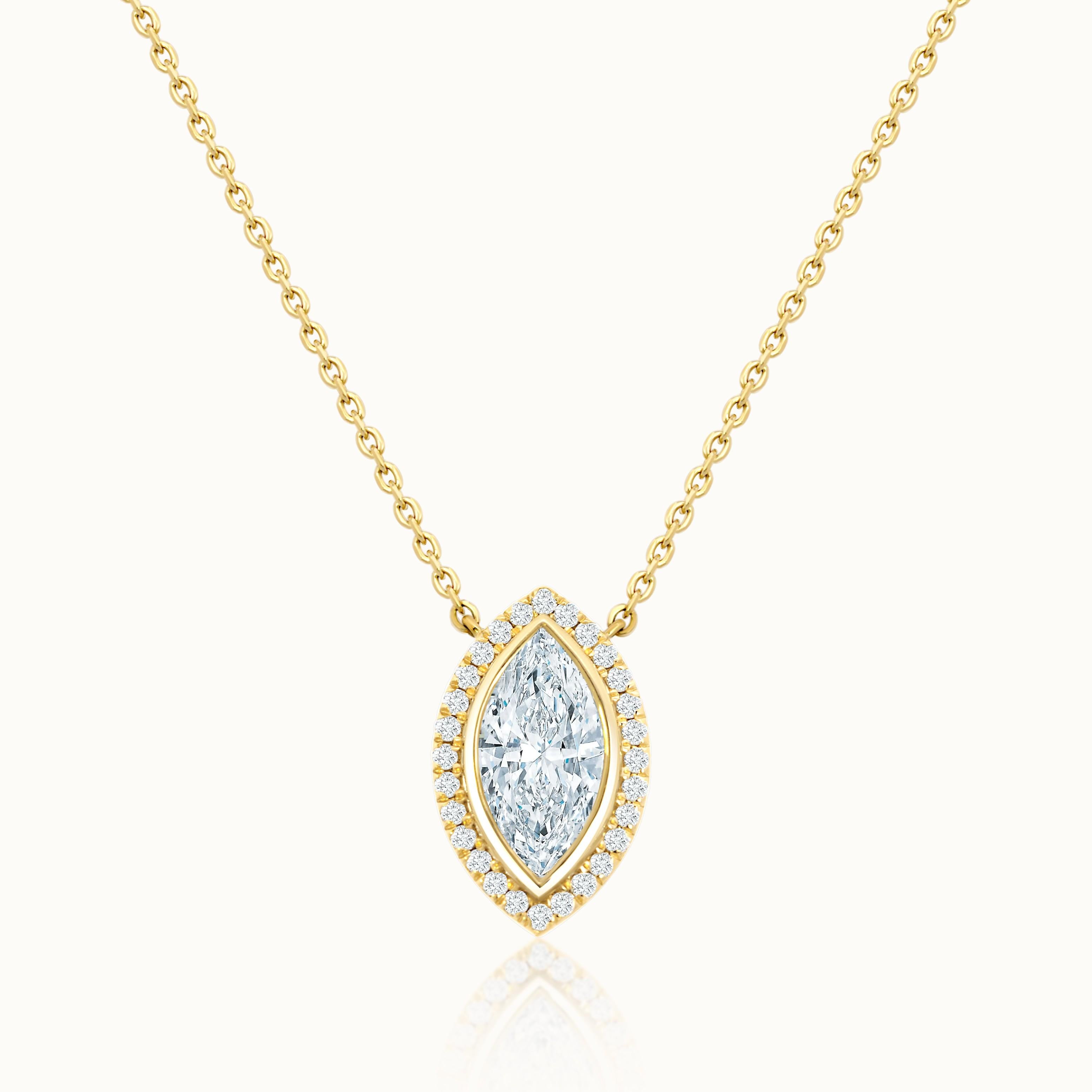 Gabriella Necklace Marquise Diamond Halo
