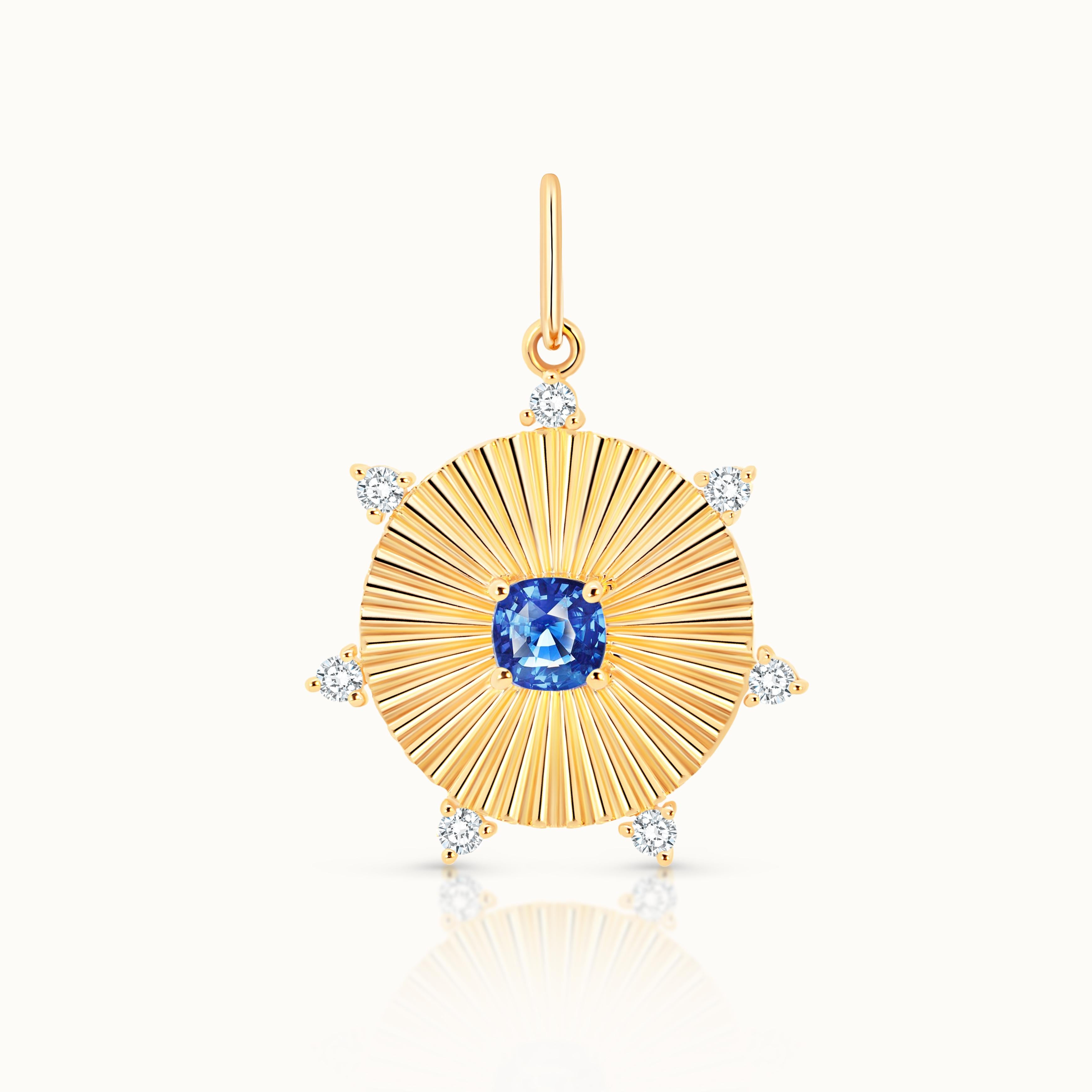 Spike Halo Blue Sapphire Center Pendant