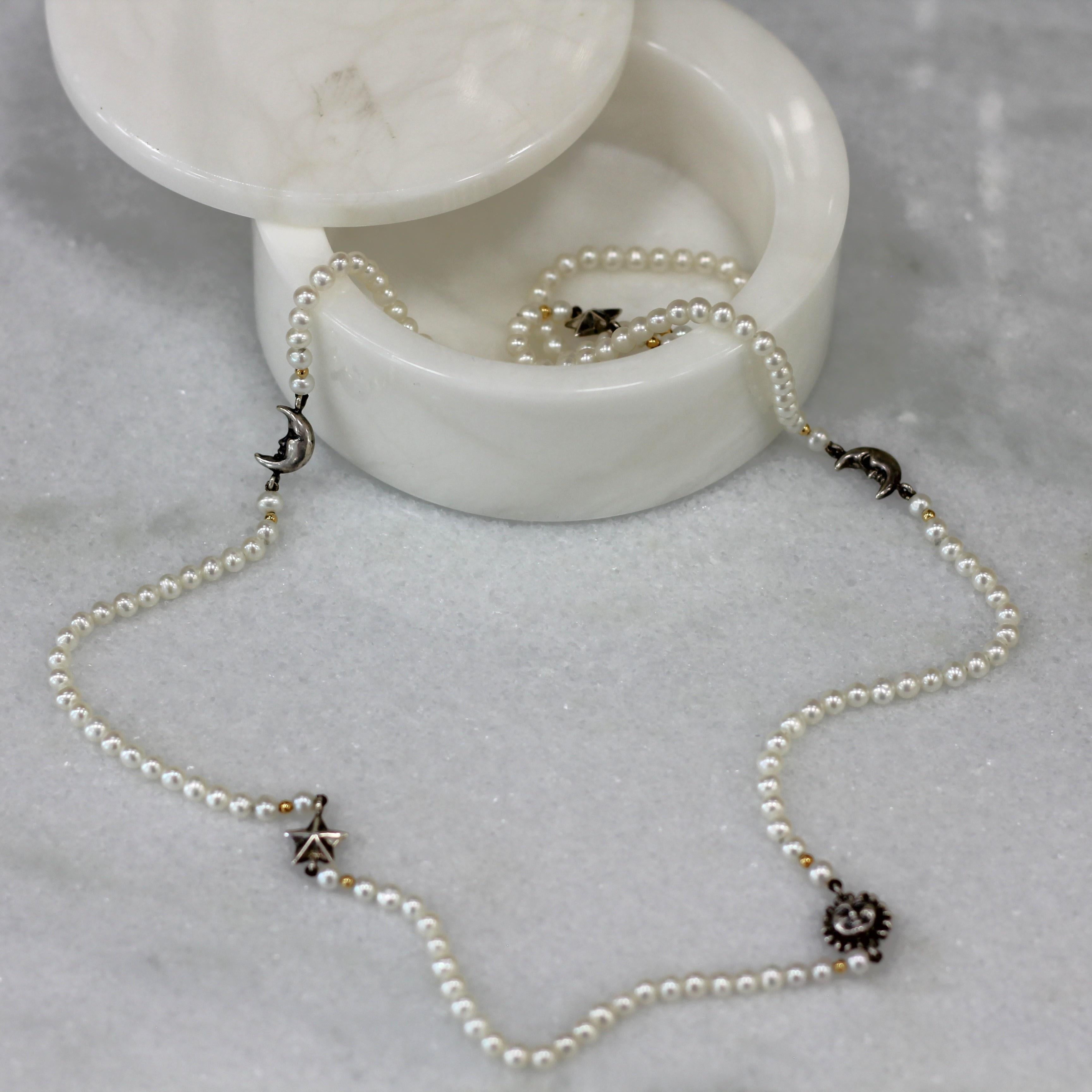 ESTATE Pearl Sun & Moon Necklace