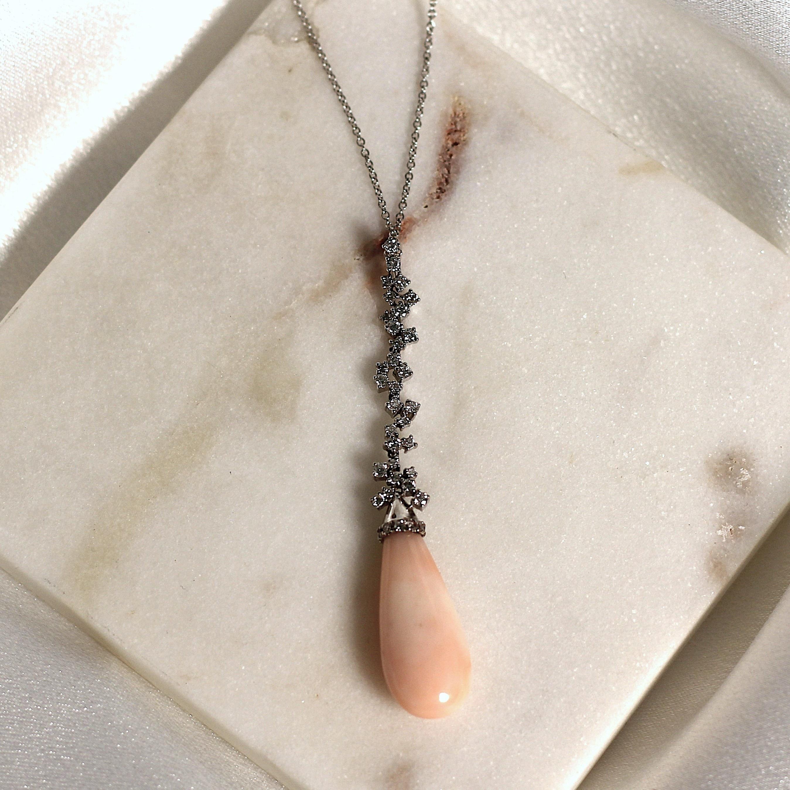 ESTATE Coral and Diamond Necklace