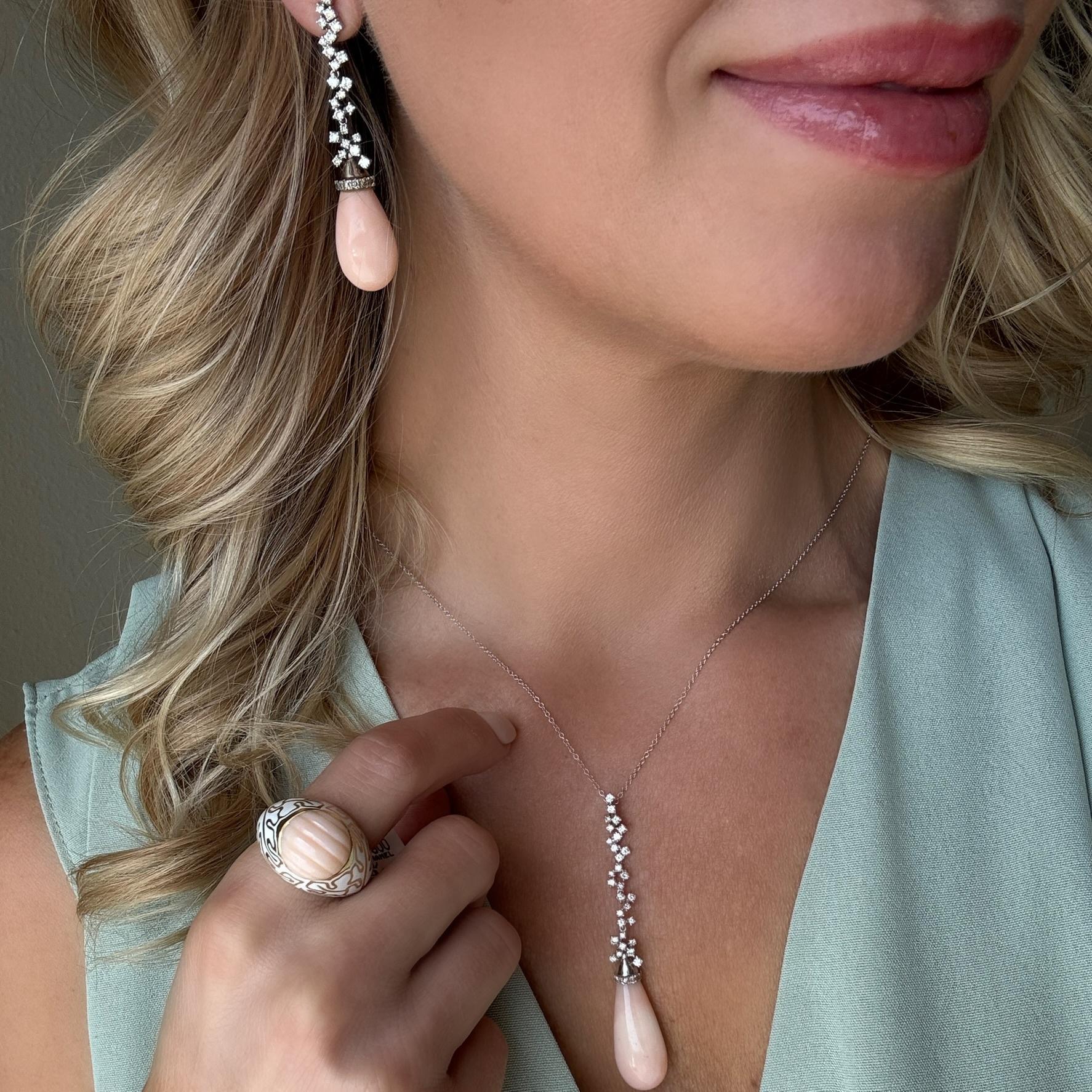 ESTATE Coral and Diamond Necklace