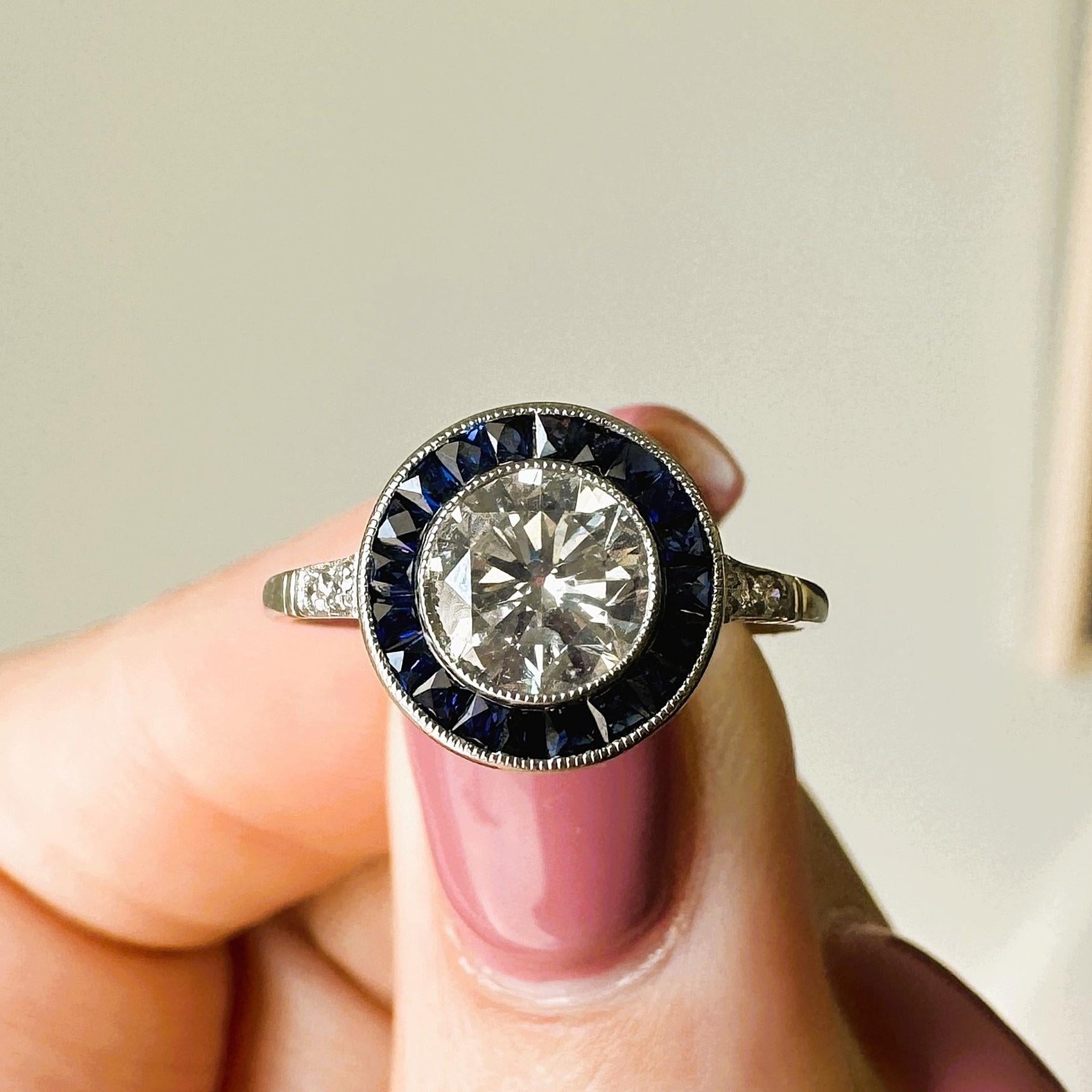ESTATE Sapphire & Old European Diamond Ring