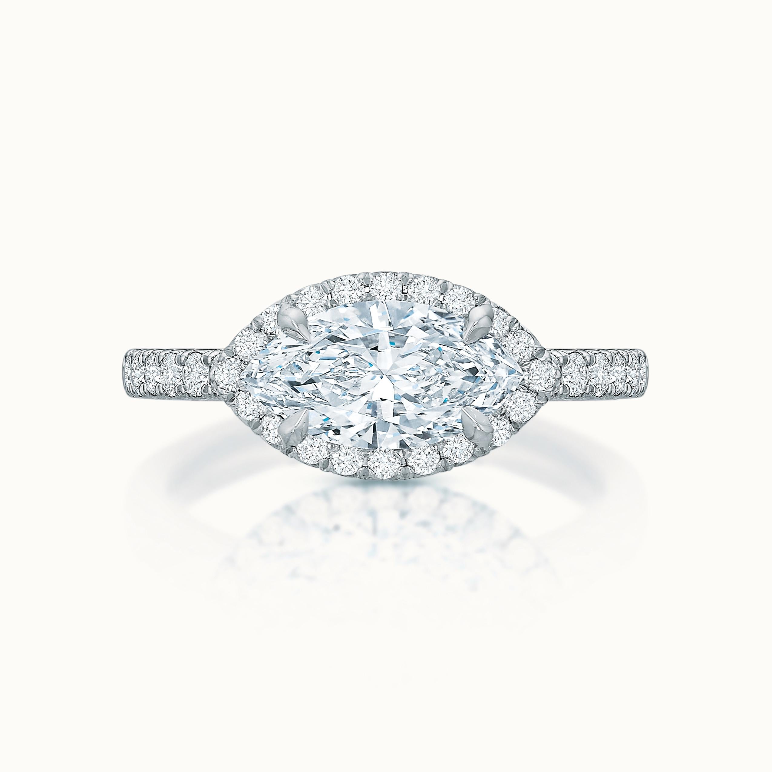 Kate Platinum East West Marquise Diamond Halo Ring