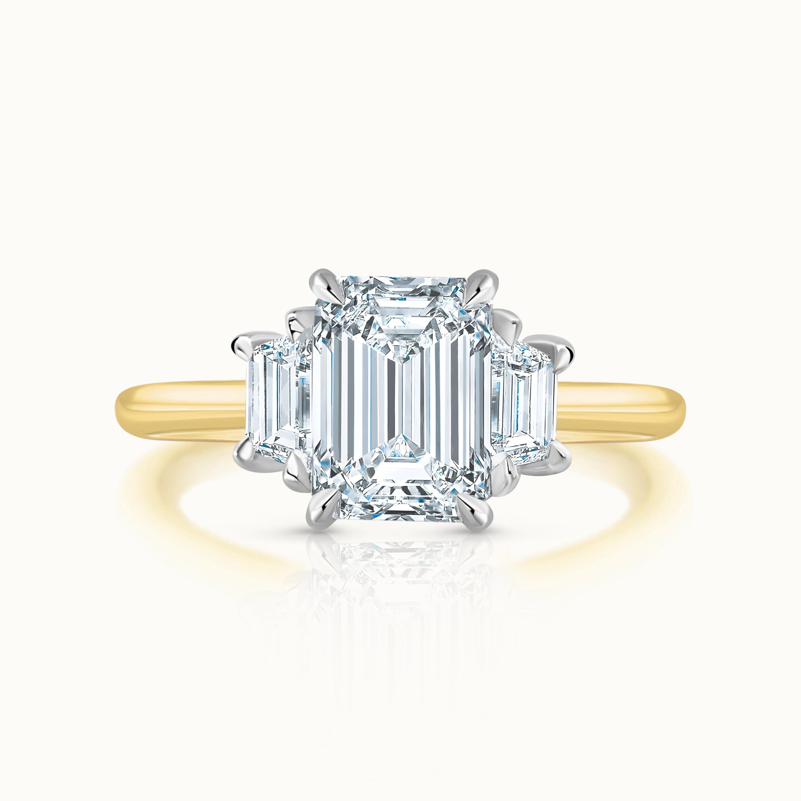 Lauren 18k Two Tone Emerald Cut Diamond Three Stone Ring product image