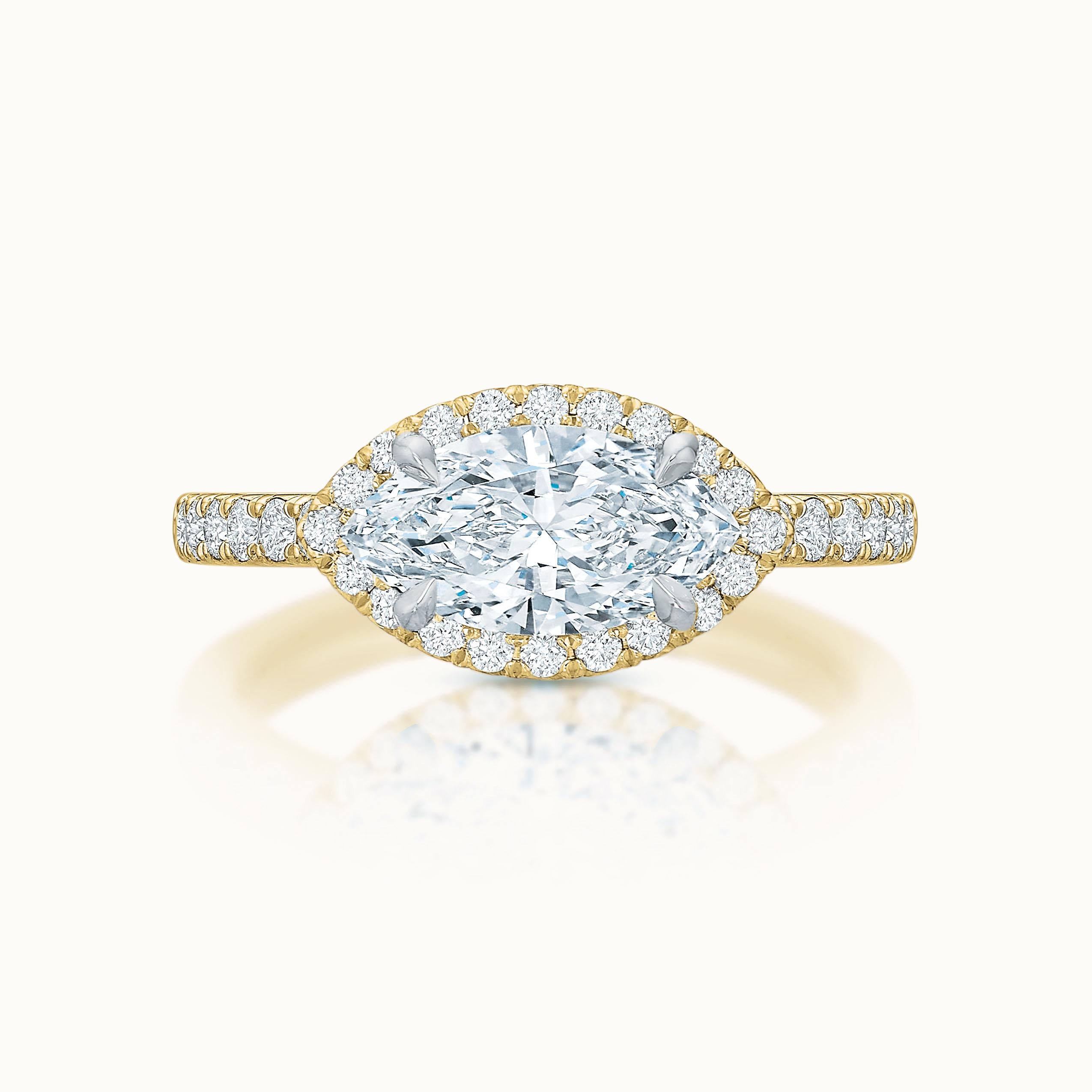 Kate 18k Yellow Gold Diamond Halo East & West Marquise product image
