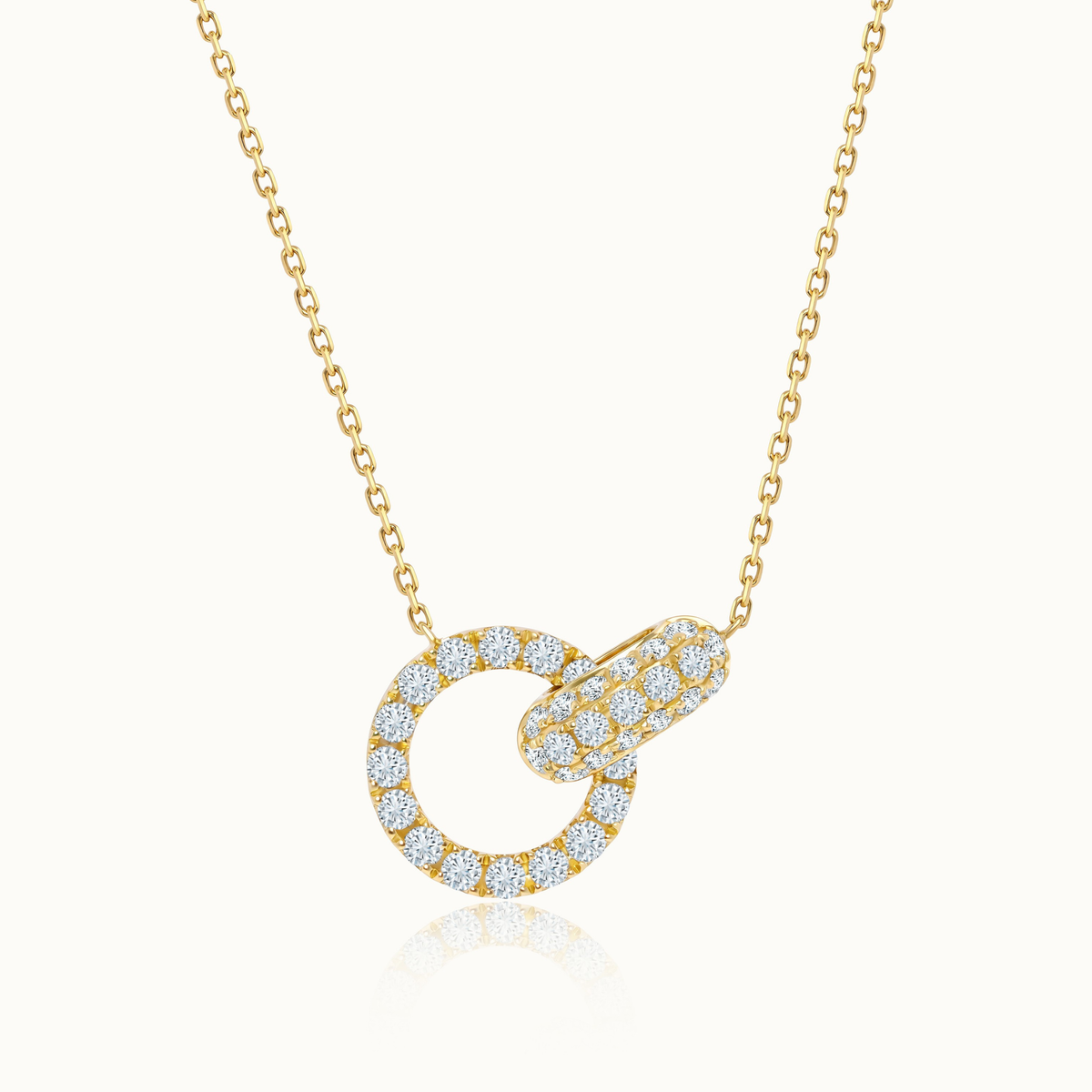 18k Yellow Gold Interlocking Pave Diamond Pendant | Pampillonia ...