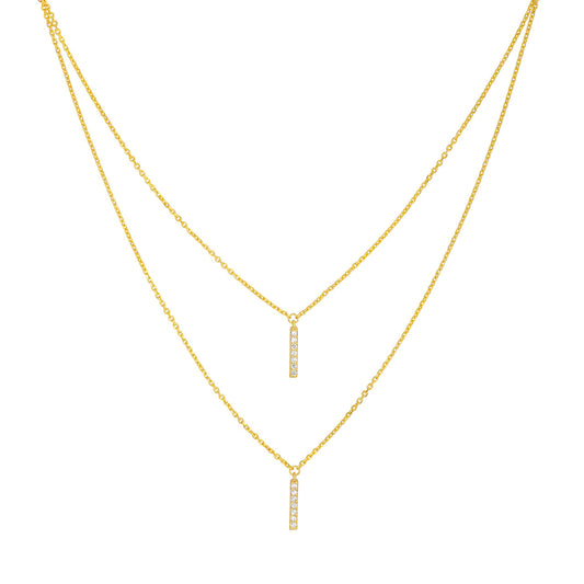 Linear Diamond Bar Layered Necklace