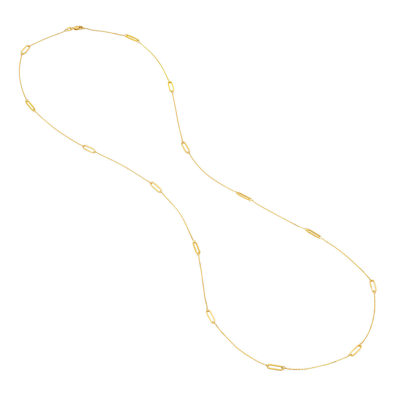 Long Simple Paperclip Link Station Necklace