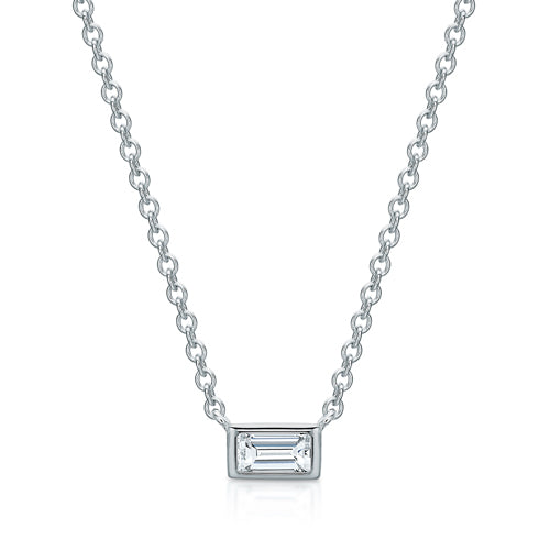 Petite Baguette Diamond Bar Pendant