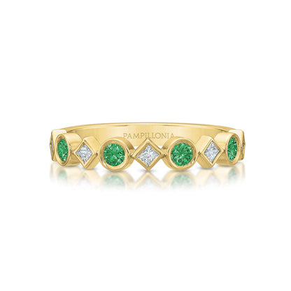 Alternating Diamond and Emerald Band