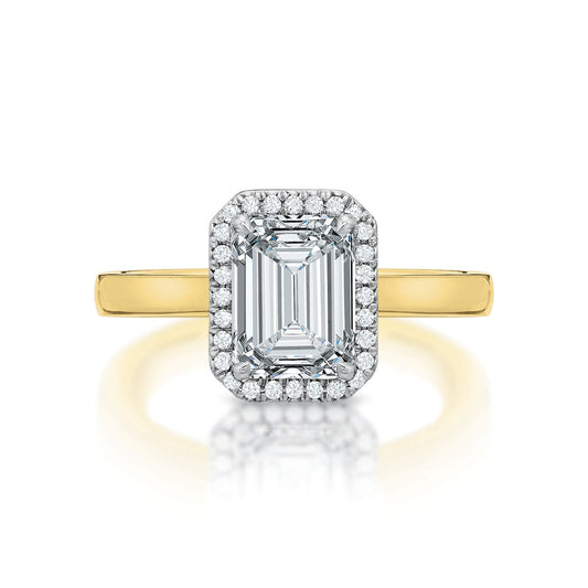 Taylor Emerald Cut Diamond  Halo Ring